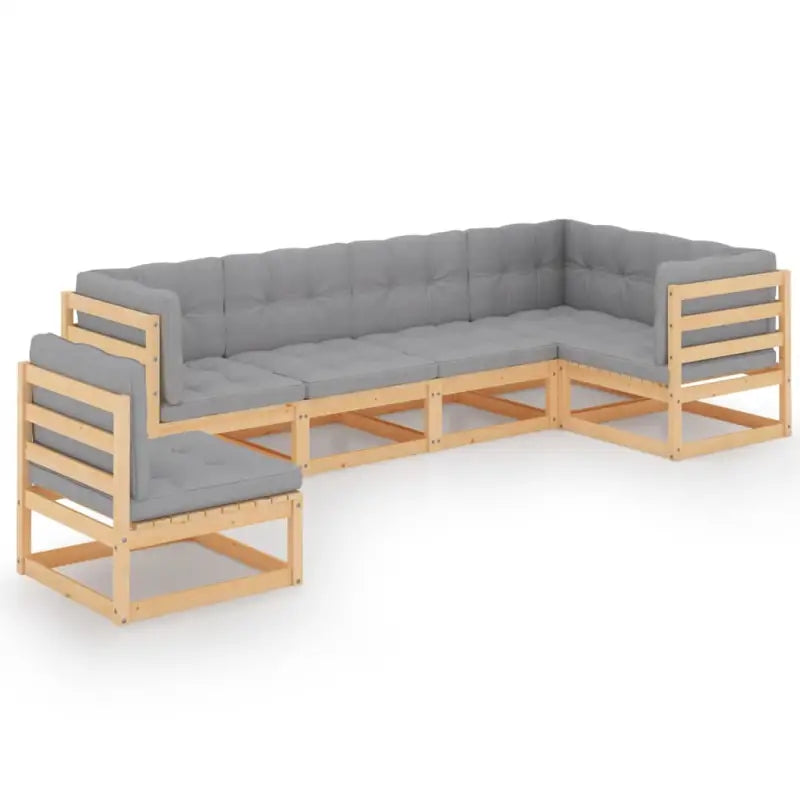Tuinset van massief grenenhout met rug- en zijkussens voor comfort - Tuinsets