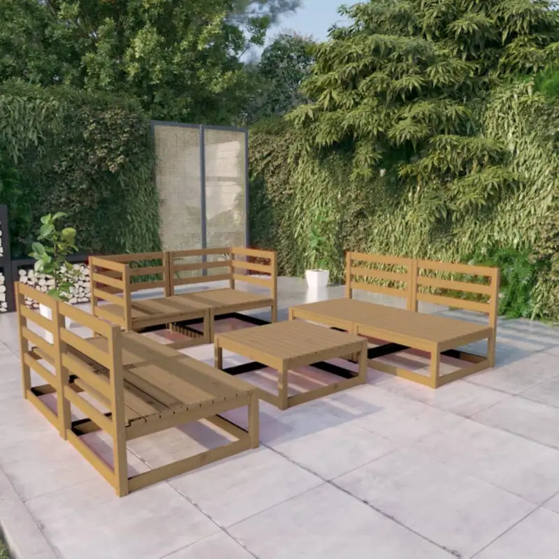 Tuinset van massief grenenhout voor comfortabele buitenplek - Honingbruin / Nee - Tuinsets