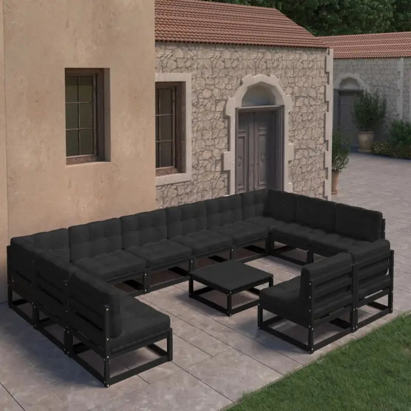 Tuinset van massief grenenhout voor gezellige buitenmomenten - Zwart / Ja - Tuinsets