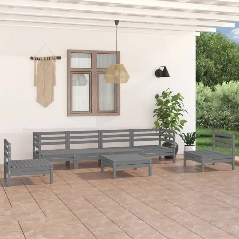 Tuinset van massief grenenhout voor ontspanning en gezelligheid - Grijs - Tuinsets