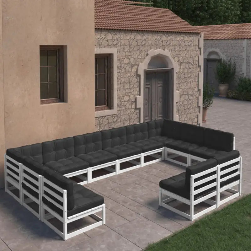 Tuinset van massief grenenhout voor ontspanning en gezelligheid - Wit / Ja - Tuinsets