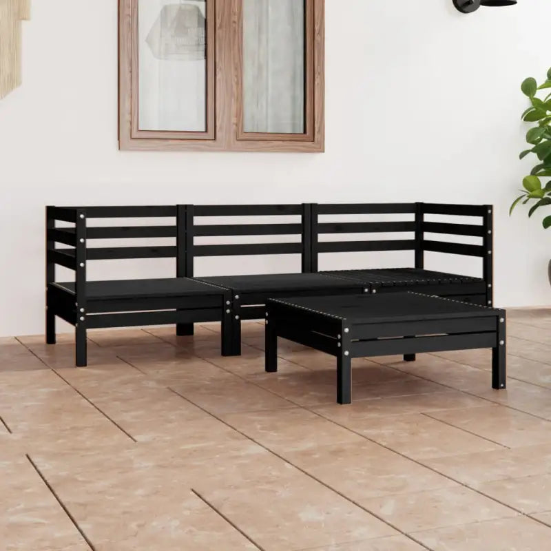 Tuinset van massief grenenhout voor ontspanning en gezelligheid - Zwart - Tuinsets