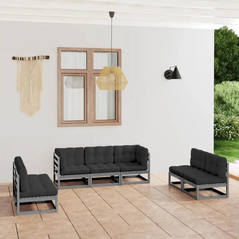 Tuinset van massief grenenhout voor ontspanning en samenzijn - Grijs / Ja - Tuinsets