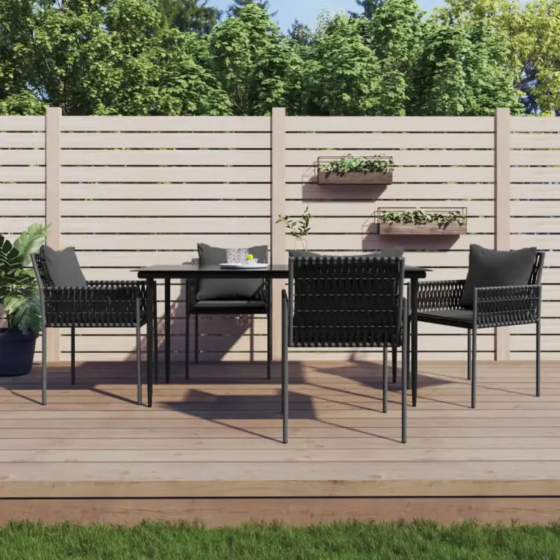 Tuinset van poly rattan met gehard glas voor eenvoudig schoon Genieten - Zwart / 160 cm tafellengte - Tuinsets