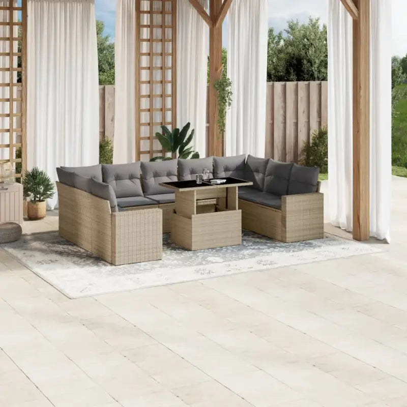 Tuinset van zwart materiaal en gepoedercoat staal met actuele afmetingen - Beige en grijs / zonder opbergruimte