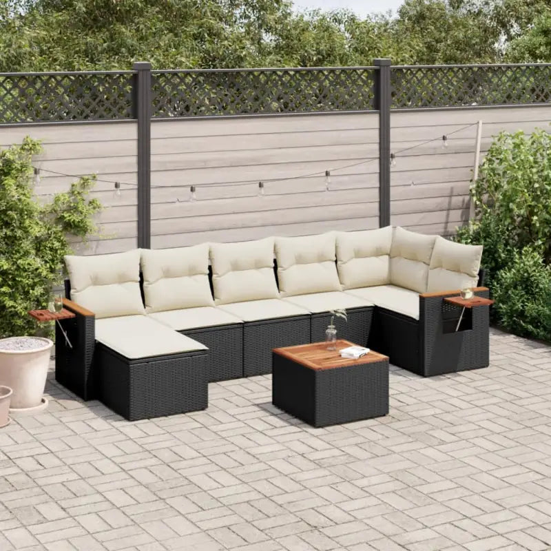 Tuinsets in zwart materiaal met gepoedercoat staal afmetingen - Zwart en crème / Met tafel - Tuinsets