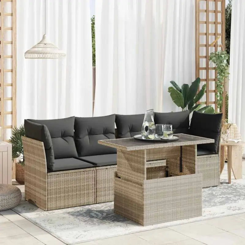Tuinsets met beige materiaal en gepoedercoat staal afmetingen - Lichtgrijs / met opbergruimte - Tuinsets