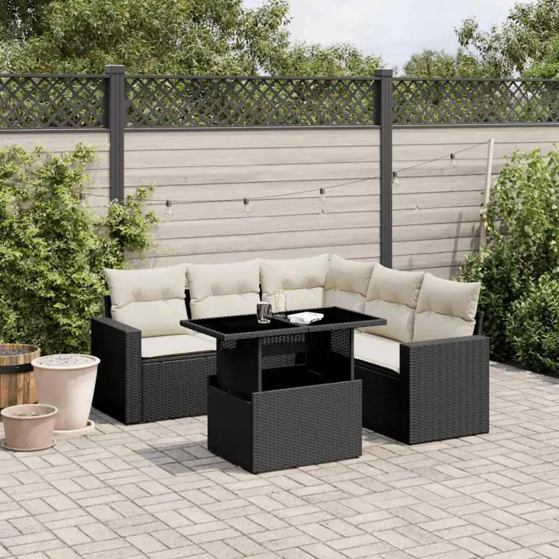 Tuinsets met beige materiaal en gepoedercoat staal voor buitenplezier - Zwart en crème / Met tafel - Tuinsets
