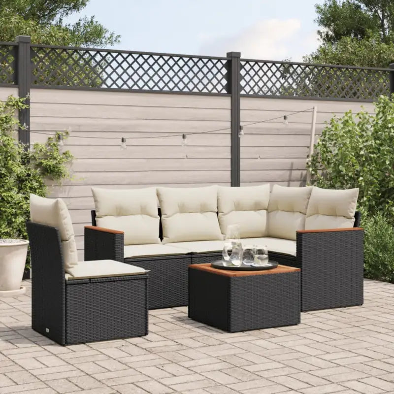 Tuinsets met beige materiaal en gepoedercoat staal voor buitenplezier - Zwart en crème / Met tafel - Tuinsets