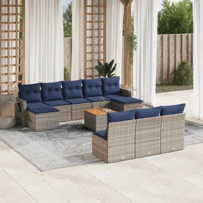 Tuinsets met grijs materiaal en gepoedercoat staal voor buitengebruik - grijs en marineblauw - Tuinsets