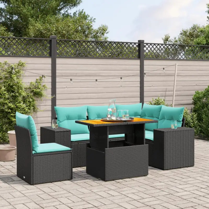 Tuinsets met grijs materiaal en gepoedercoat staal voor buitenplezier - Zwart / table + 1x corner + 2x middle - Tuinsets