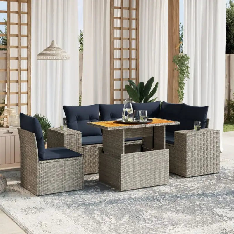 Tuinsets met grijs materiaal en gepoedercoat staal voor buitenplezier - Grijs / table + 1x corner + 2x middle - Tuinsets