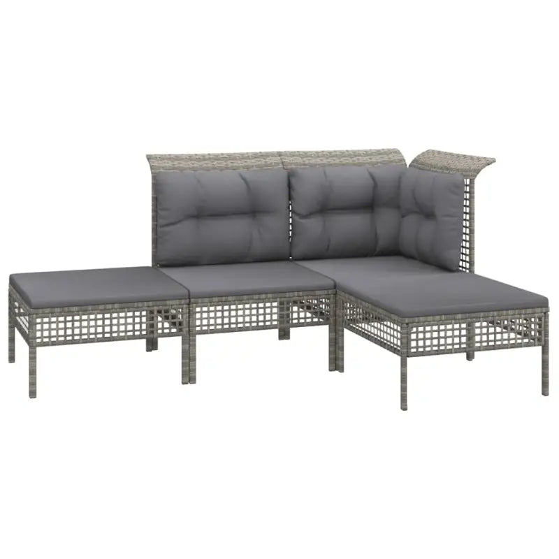 Tuinsets met poly rattan en breedte zitting voor comfortabele buitenruimte - 4x hoek + 4x midden + 3x voetensteun