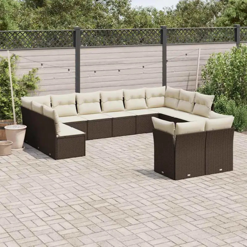 Tuinsets met poly rattan en comfortabele zitervaring in gepoedercoat staal - Bruin en crème / Zonder tafel - Tuinsets