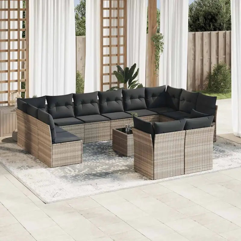 Tuinsets met poly rattan en comfortabele zitervaring in gepoedercoat staal - Lichtgrijs / Met tafel - Tuinsets