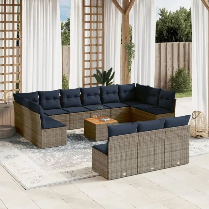 Tuinsets met poly rattan en gepoedercoat staal voor outdoor ontspanning - Grijs en blauw - Tuinsets