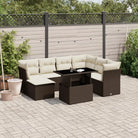 Tuinsets met zwart materiaal en gepoedercoat staal for een stijlvolle buitenruimte - Bruin en crème / Met tafel