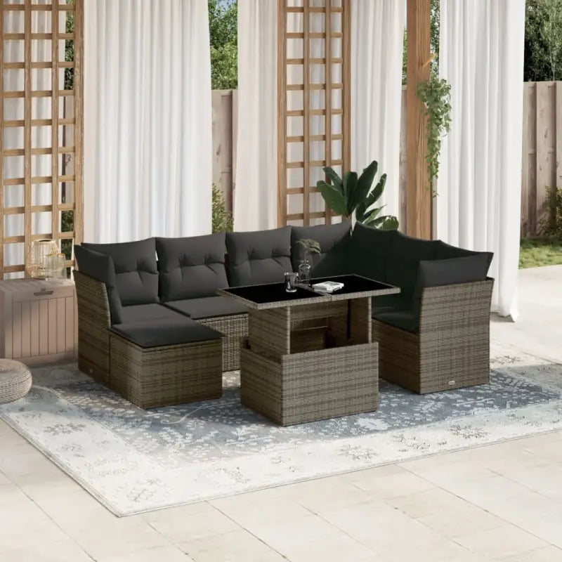 Tuinsets met zwart materiaal en gepoedercoat staal for een stijlvolle buitenruimte - Grijs / Met tafel - Tuinsets