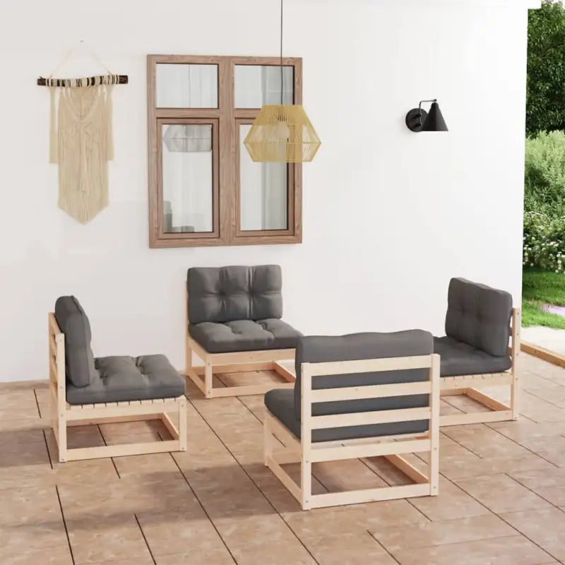 Tuinsets van massief grenenhout voor ontspannen buitenmomenten - Naturel / Ja - Tuinsets