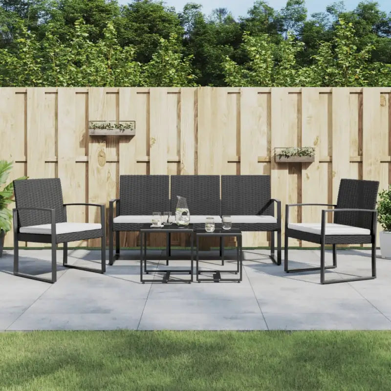 Tuinstel met gepoedercoat staal afmetingen voor een comfortabele buitenruimte - Zwart - Tuinsets