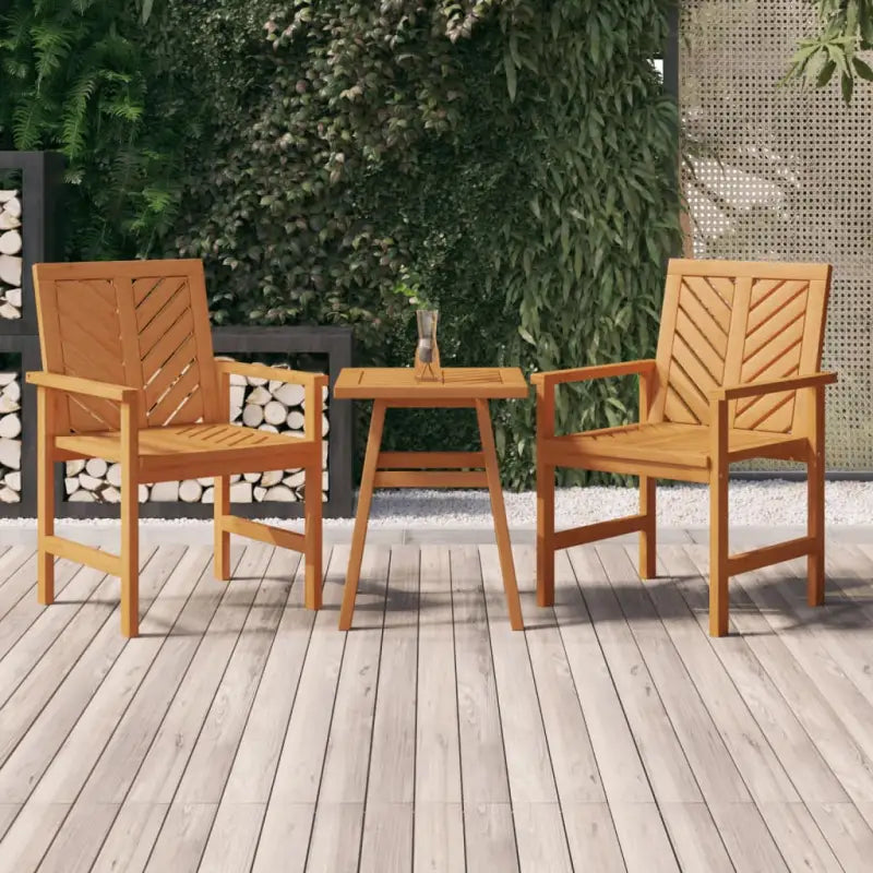 Tuinstoelen met latten in visgraatpatroon van massief acaciahout - 2 - Tuinstoelen