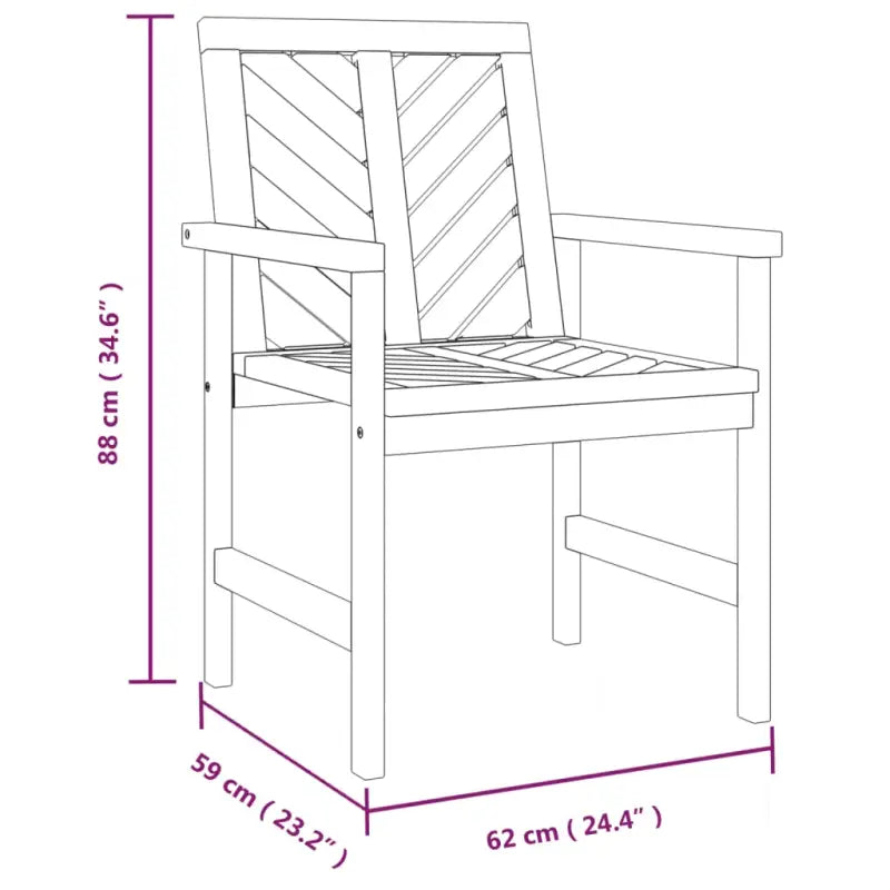 Tuinstoelen met latten in visgraatpatroon van massief acaciahout - Tuinstoelen