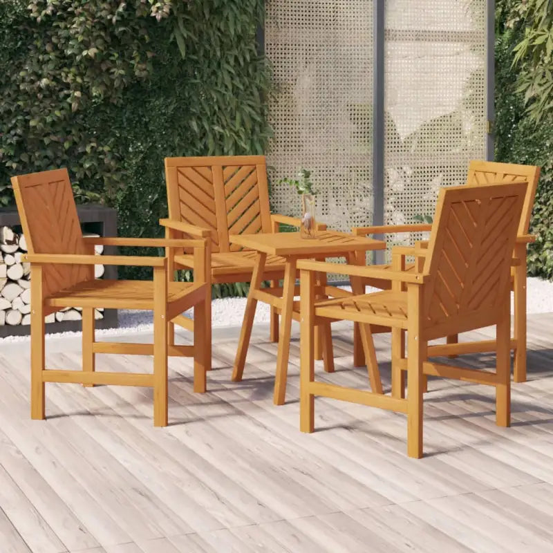 Tuinstoelen met latten in visgraatpatroon van massief acaciahout - 4 - Tuinstoelen