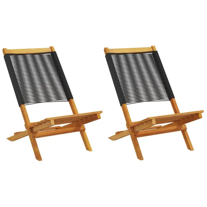 Tuinstoelen met massief acaciahout en gekantelde rugleuning - Zwart / 2 - Tuinstoelen