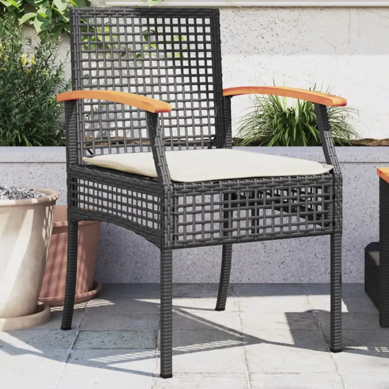 Tuinstoelen met poly rattan en comfortabele zitervaring - zwart en bruin en crèmekleurig / 2 - Tuinstoelen