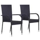 Tuinstoelen met poly rattan en gepoedercoat stalen frame voor outdoor gebruik - Zwart / 2 - Tuinstoelen