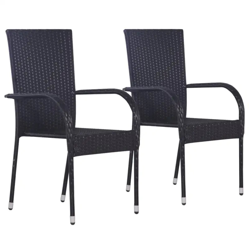 Tuinstoelen met poly rattan en gepoedercoat stalen frame voor outdoor gebruik - Zwart / 2 - Tuinstoelen
