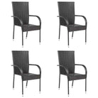 Tuinstoelen met poly rattan en gepoedercoat stalen frame voor outdoor gebruik - Bruin / 4 - Tuinstoelen