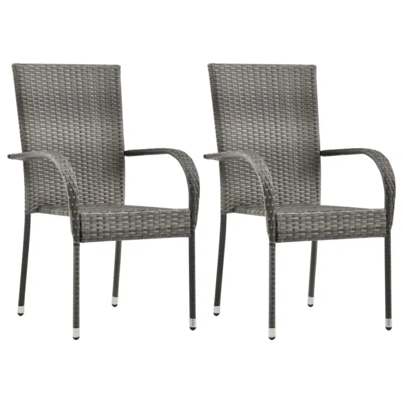 Tuinstoelen met poly rattan en gepoedercoat stalen frame voor outdoor gebruik - Grijs / 2 - Tuinstoelen
