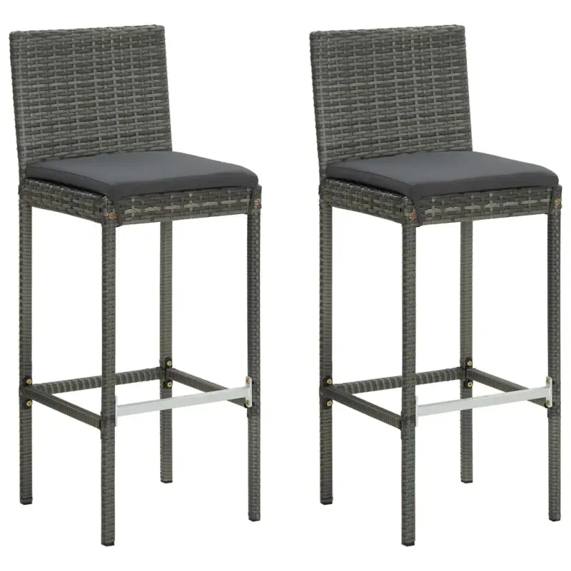 Tuinstoelen met poly rattan en stalen frame voor een moderne buitenruimte - Grijs / 2 - Tuinstoelen