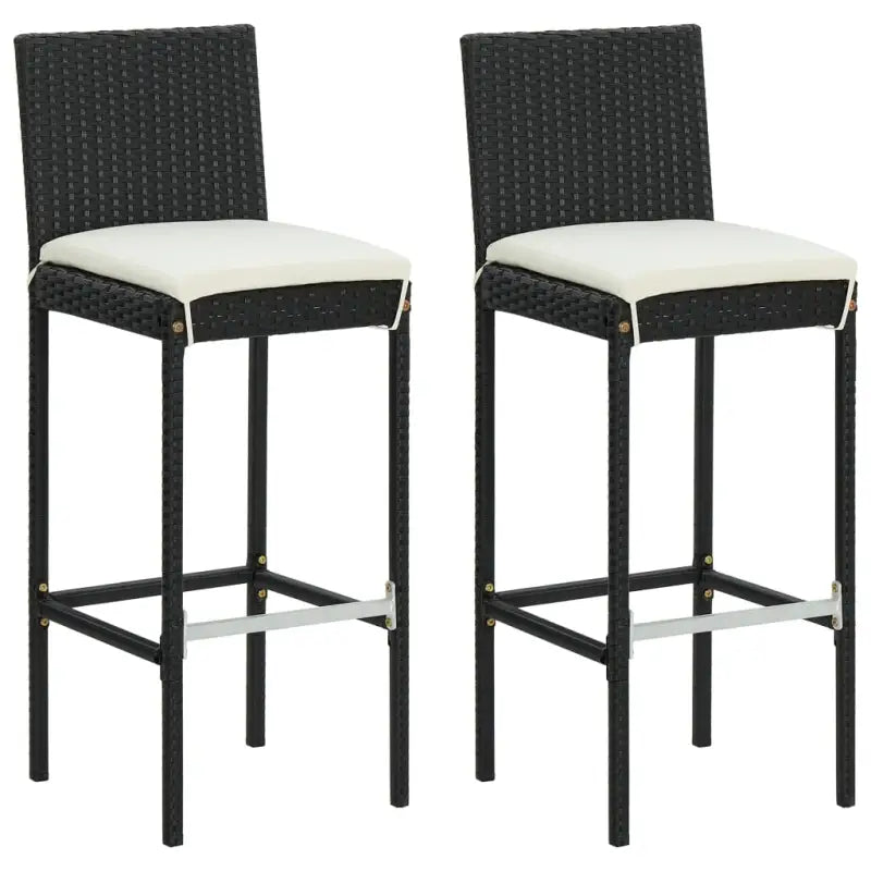 Tuinstoelen met poly rattan en stalen frame voor een moderne buitenruimte - Zwart / 2 - Tuinstoelen