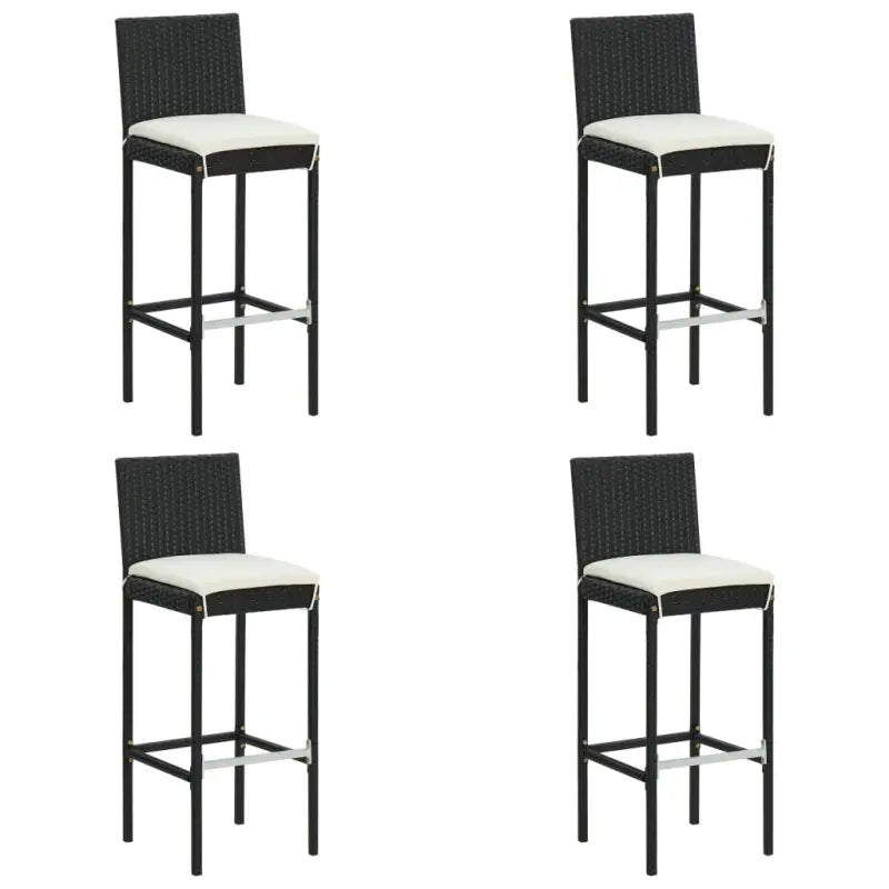 Tuinstoelen met poly rattan en stalen frame voor een moderne buitenruimte - Zwart / 4 - Tuinstoelen