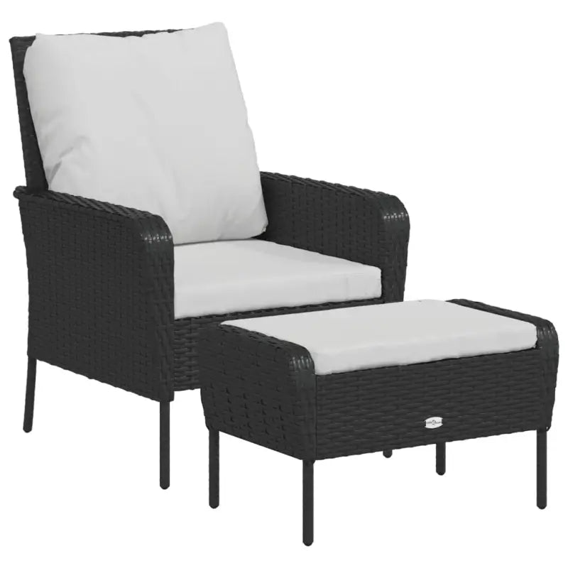 Tuinstoelen met voetenbank van poly rattan met comfortabele afmetingen zitkussen - Tuinstoelen