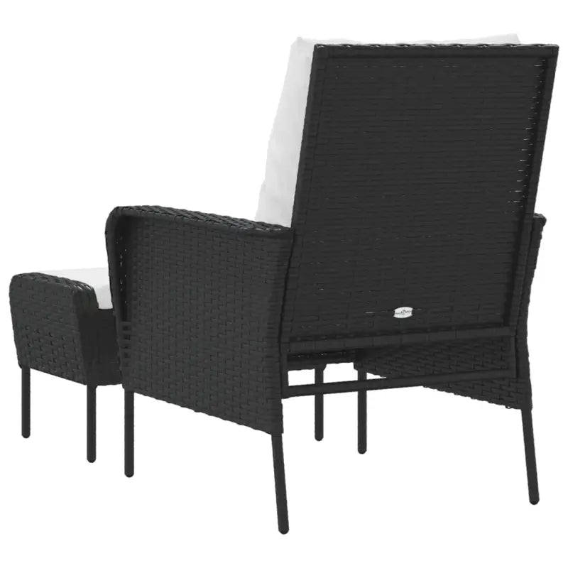 Tuinstoelen met voetenbank van poly rattan met comfortabele afmetingen zitkussen - Tuinstoelen