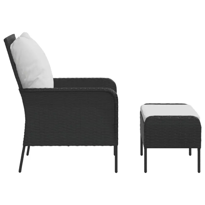 Tuinstoelen met voetenbank van poly rattan met comfortabele afmetingen zitkussen - Tuinstoelen