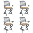 Tuinstoelen set van massief acaciahout met kussens voor buitenâ - Beige / 4 - Tuinstoelen