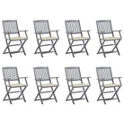 Tuinstoelen set van massief acaciahout met kussens voor buitenâ - Crème / 8 - Tuinstoelen