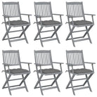 Tuinstoelen set van massief acaciahout met kussens voor buitenâ - Grijs / 6 - Tuinstoelen