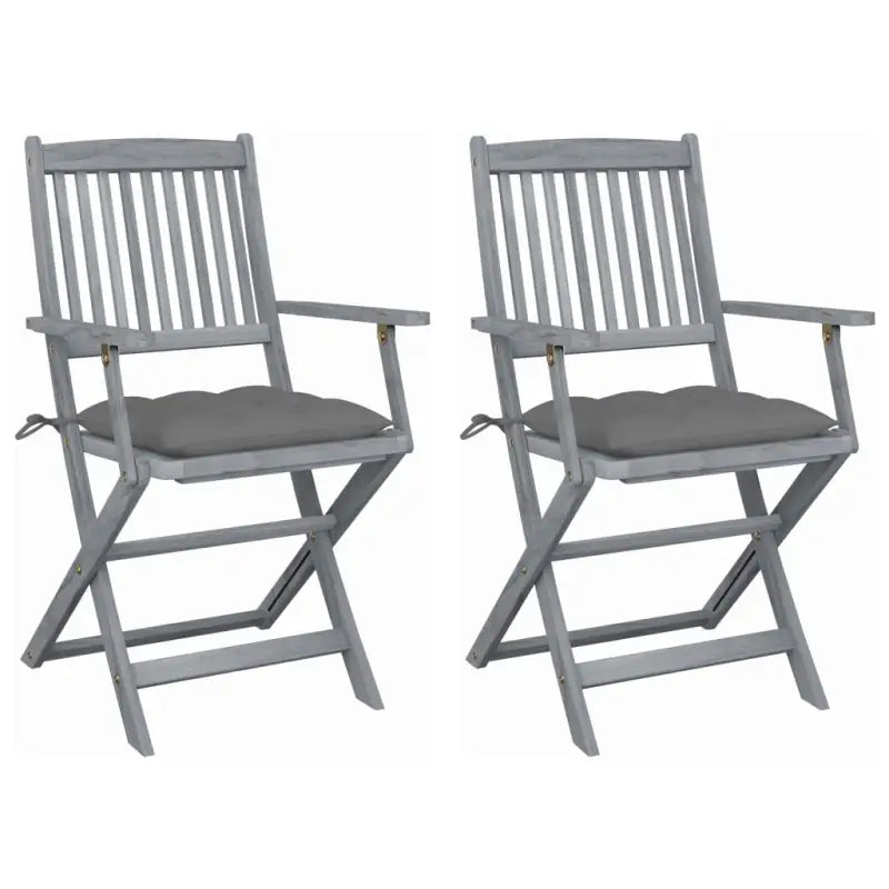 Tuinstoelen set van massief acaciahout met kussens voor buitenâ - Grijs / 2 - Tuinstoelen