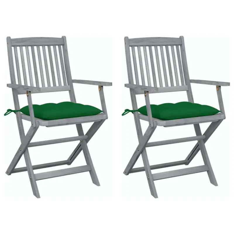 Tuinstoelen set van massief acaciahout met kussens voor buitenâ - Groen / 2 - Tuinstoelen