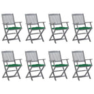 Tuinstoelen set van massief acaciahout met kussens voor buitenâ - Groen / 8 - Tuinstoelen