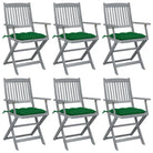 Tuinstoelen set van massief acaciahout met kussens voor buitenâ - Groen / 6 - Tuinstoelen