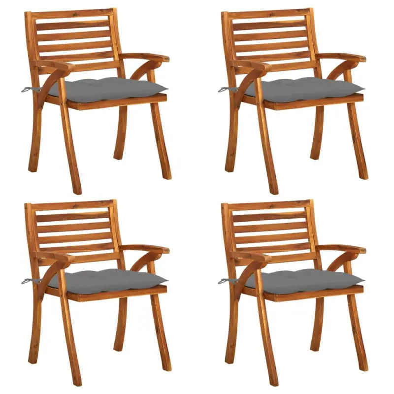 Tuinstoelen set van massief acaciahout met touwtjes voor tuin of terras - Grijs / 4 - Tuinstoelen