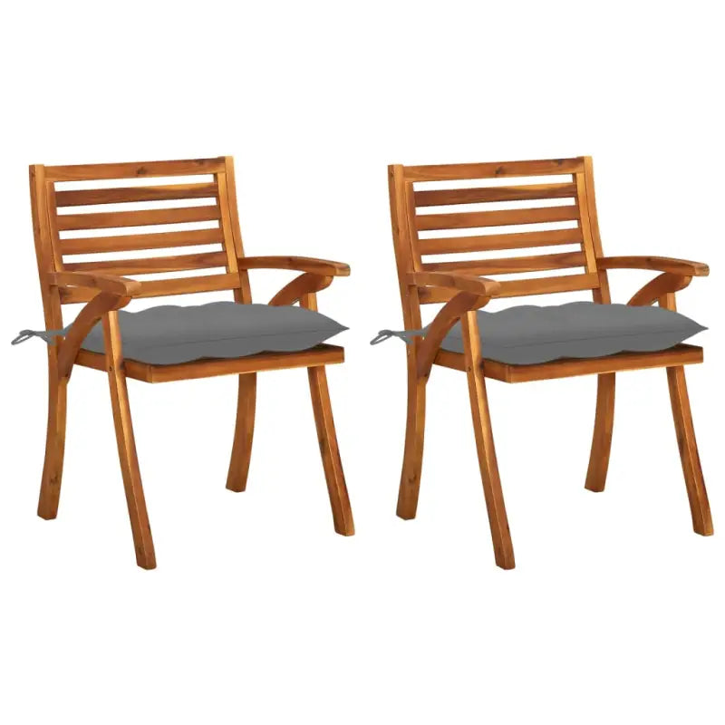 Tuinstoelen set van massief acaciahout met touwtjes voor tuin of terras - Grijs / 2 - Tuinstoelen