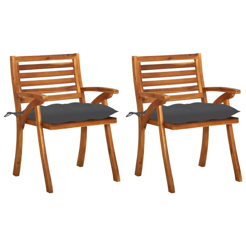 Tuinstoelen set van massief acaciahout met touwtjes voor tuin of terras - Antraciet / 2 - Tuinstoelen