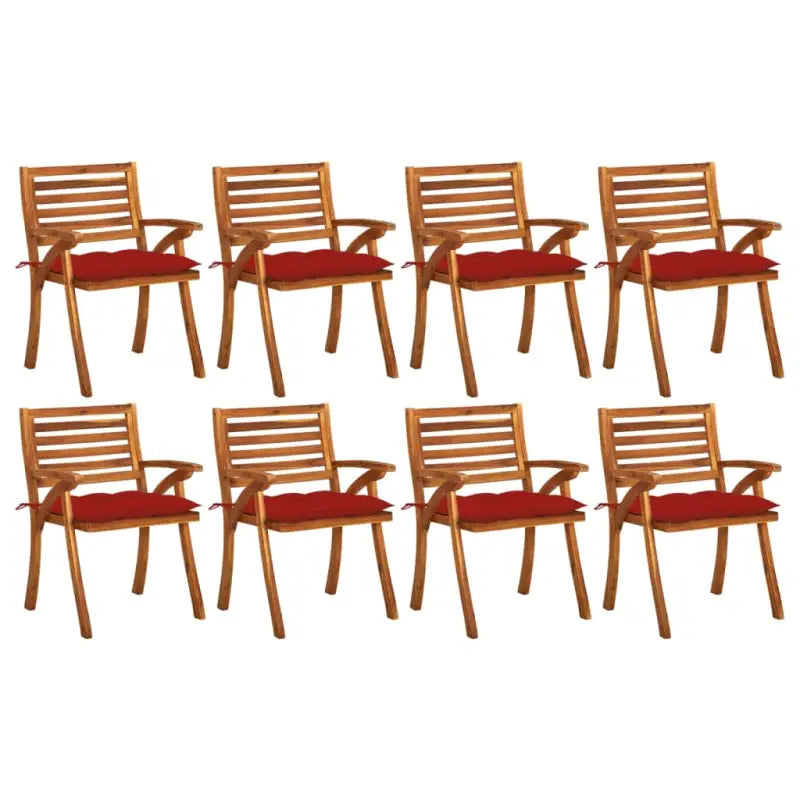 Tuinstoelen set van massief acaciahout met touwtjes voor tuin of terras - Rood / 8 - Tuinstoelen